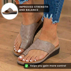Orthopedic Leather Toe-Loop Slide Sandals - Woven Texture Pattern
