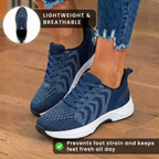 Orthopedic Knit Athletic Sneakers - Wave Pattern & Cushioned Sole