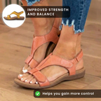 Orthopedic Leather Ankle-Strap Sandals - Contoured T-Bar Cork Footbed