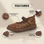Orthopedic Leather Laser-Cut Flats - Braided Ankle Strap