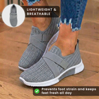 Orthopedic Knit Slip-On Sneakers - Rhinestone Embellished & Adjustable Strap
