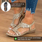Orthopedic Embellished Wedge Sandals - Rhinestone Floral & Elastic Slingback