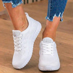 Orthopedic Mesh Running Sneakers - Breathable Knit Pattern & Contrast Trim