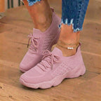 Orthopedic Knit High-Top Sneakers - Lace-Up Closure & Sock-Fit Collar