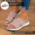 Orthopedic Knit Slide Sandals - Wide Cutout Band Design & Breathable Mesh Construction