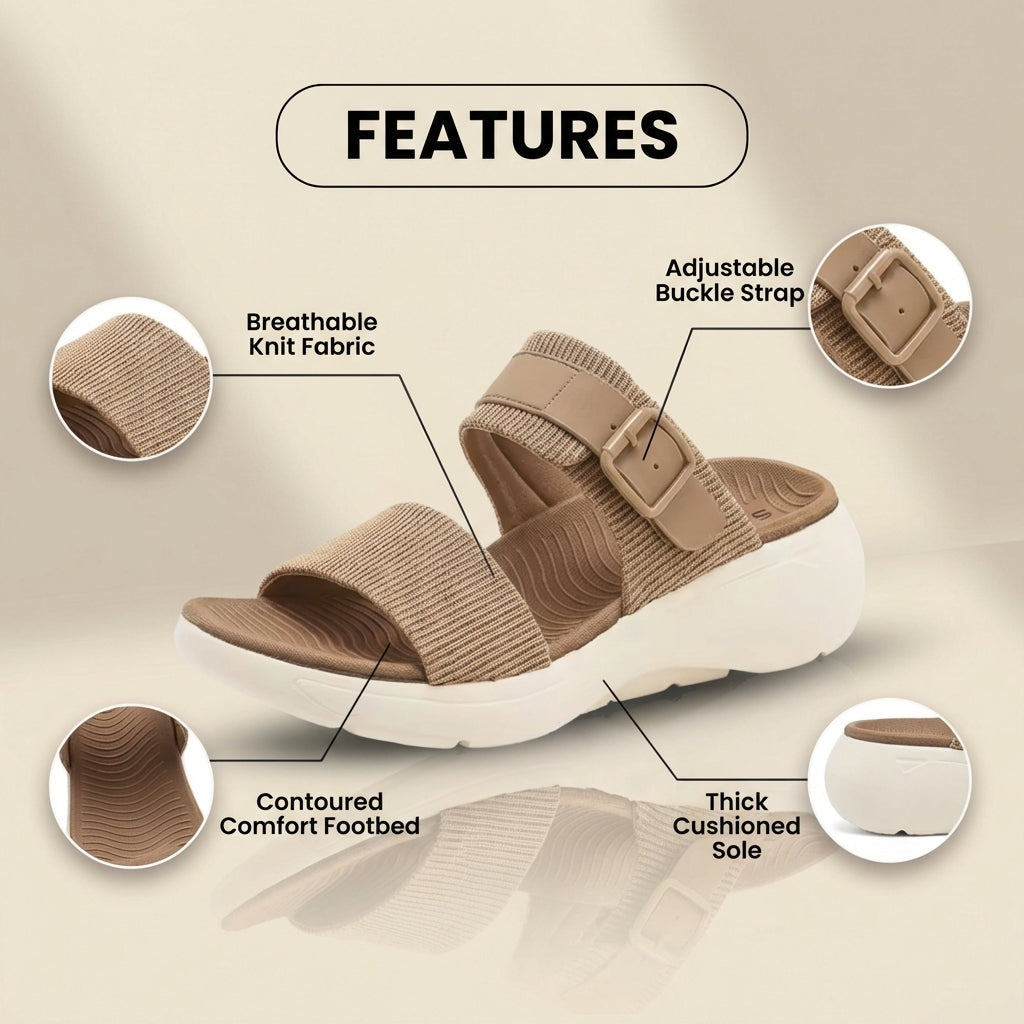 Orthopedic Canvas Sandals - Double Strap Buckle Design & Contoured Footbed