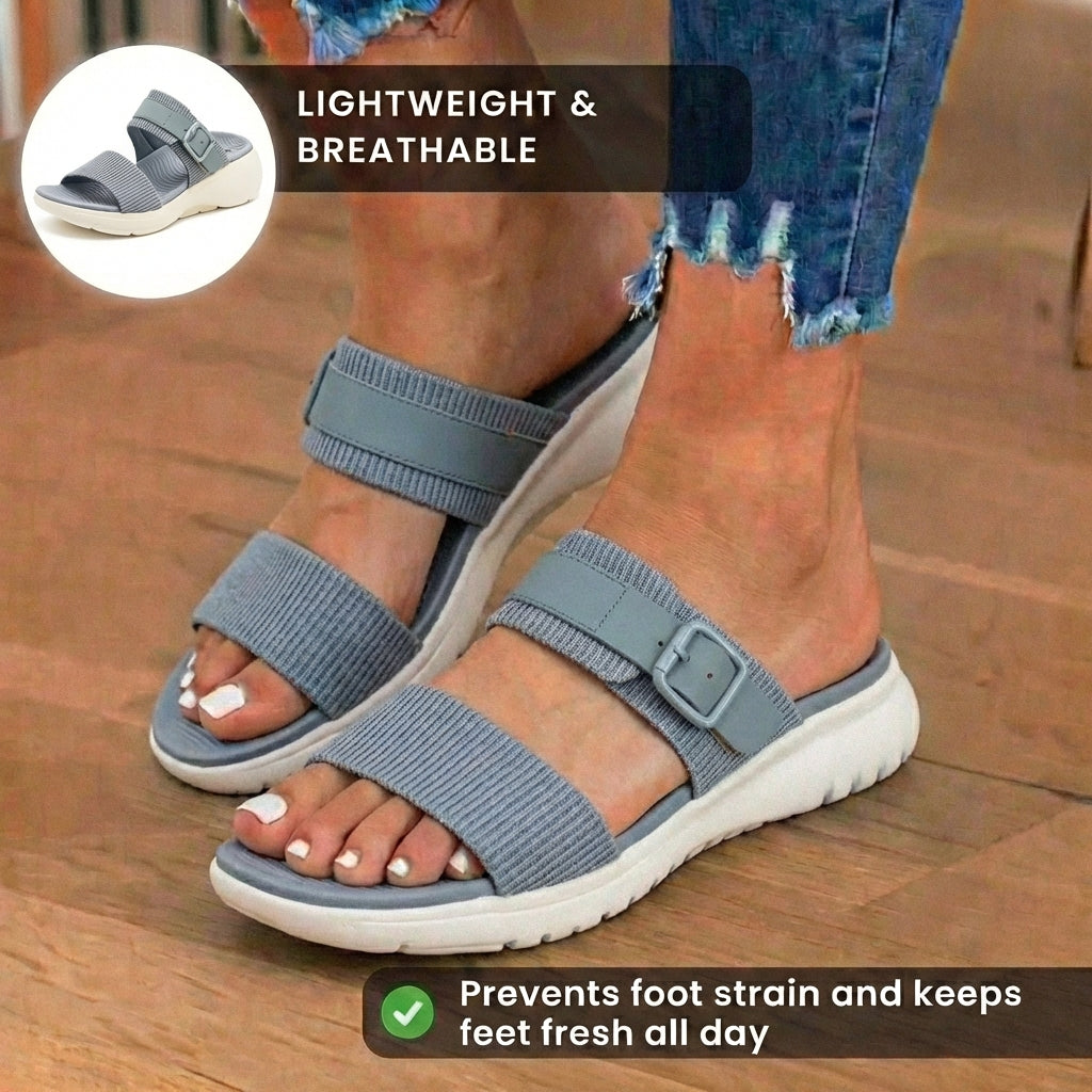 Orthopedic Canvas Sandals - Double Strap Buckle Design & Contoured Footbed