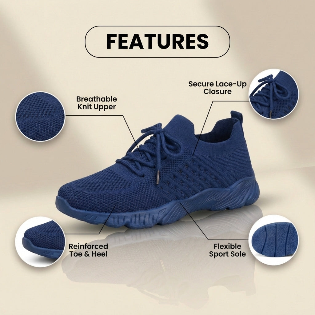 Orthopedic Knit High-Top Sneakers - Lace-Up Closure & Sock-Fit Collar